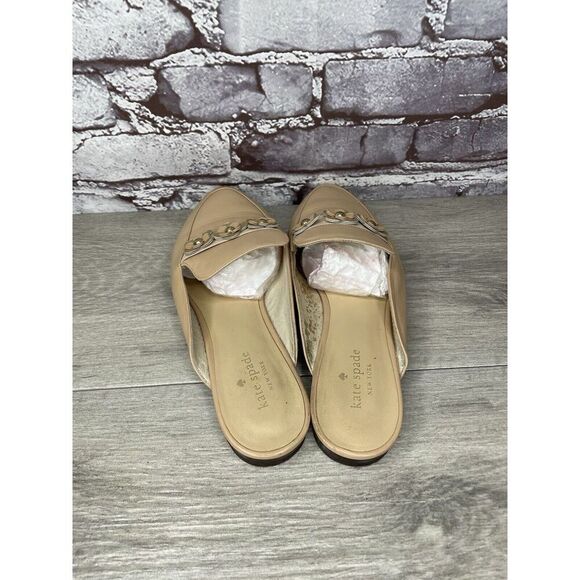 Kate Spade Nude Pink Leather Floral Accent Pointed Mules Shoes Women 8M US/39EU - Picture 16 of 16